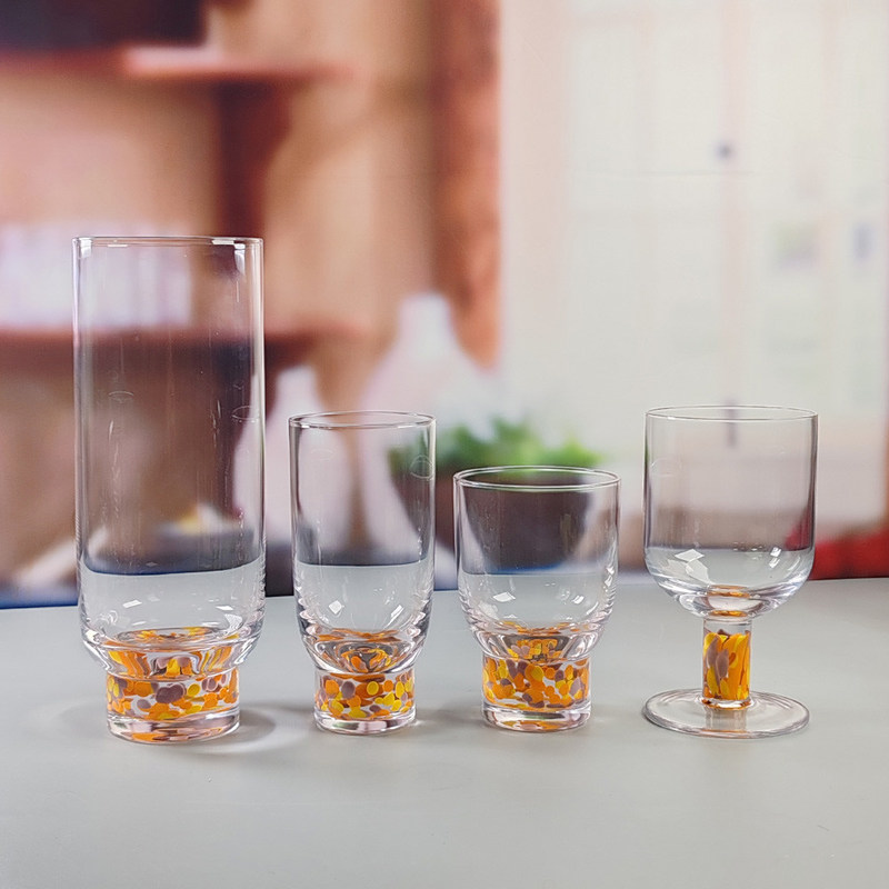 Kalite Confetti Decorative DOF Glass Handmade Crystal Tumbler Water Glasses Mexico Rock Glass Cup for Wedding Party Gift Fabrika