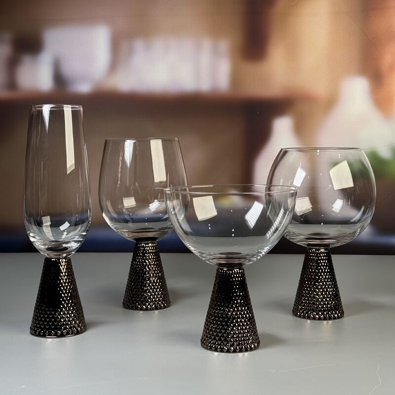 Kalite Electroplate Diamond Base Wine Glass Set Fabrika