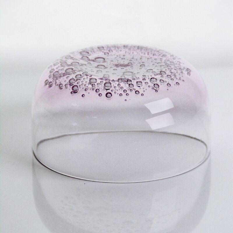 Kalite Crystal Wine Glass handblown with subtle trapped bubbles and a soft lavender to clear gradient combining beauty and durability Fabrika