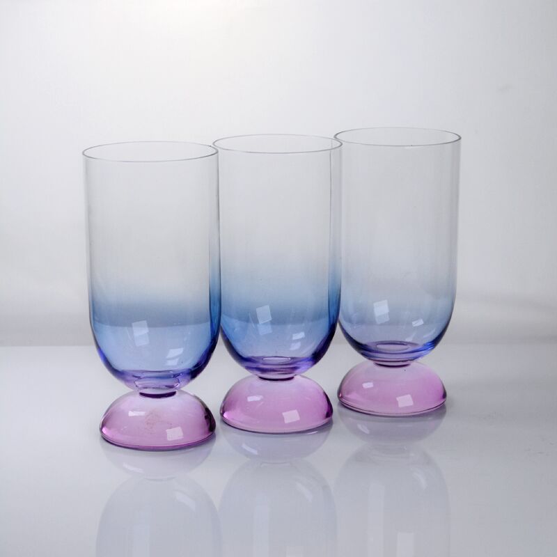 Kalite Handblown Crystal Wine Glass Goblet with Two-color Gradient and Frosted Base for 400ml Wine Cocktail & Home Decor Fabrika