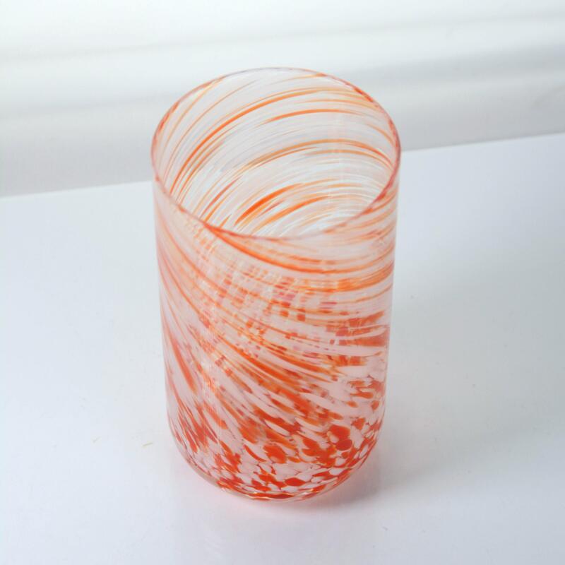 Kalite Hand-blown Orange Swirl Confetti Glass Cup - Artisan Crafted Drinking Glass for Whiskey and Cocktails Fabrika