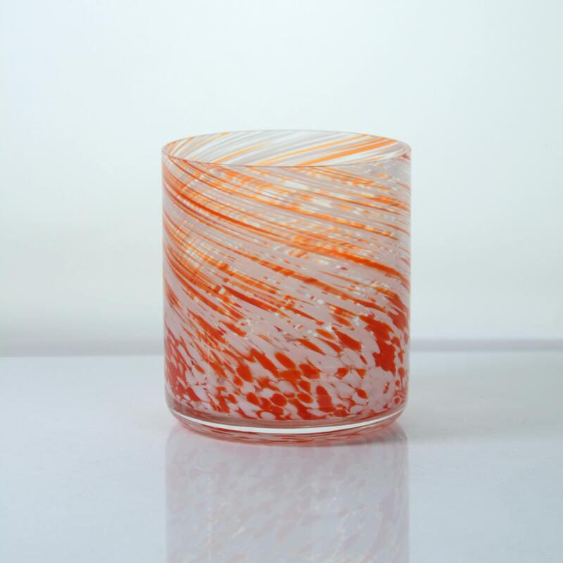 Kalite Hand-blown Orange Swirl Confetti Glass Cup - Artisan Crafted Drinking Glass for Whiskey and Cocktails Fabrika