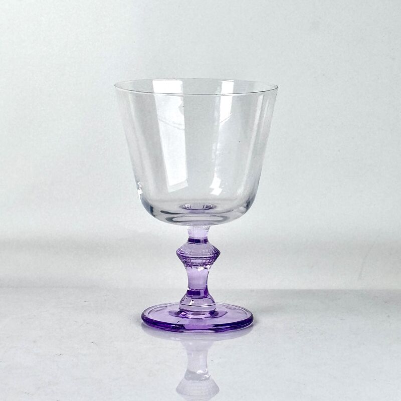 Kalite 4‑Pack Vintage Purple Stem Wine Glasses, Assorted Shapes Clear Cup with Decorative Purple Stem, Handblown Glass Goblets for Wedding Party Home Tabletop Decoration Fabrika