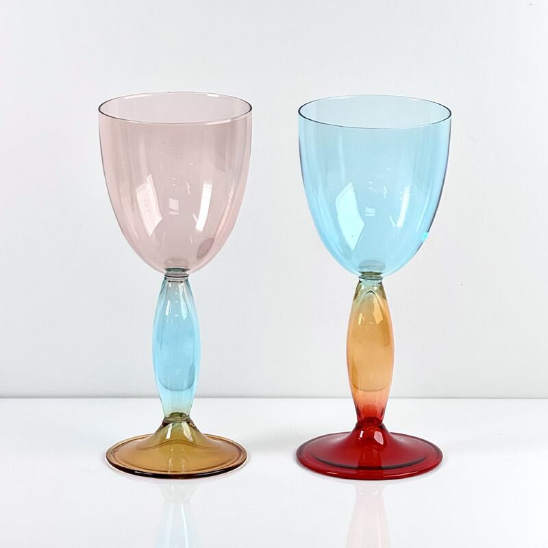 Kalite Hand-Blown Gradient Color Borosilicate Wine Glasses, Multi-Color Artistic Stem Goblets for Wine, Cocktail, Home Bar & Party Decor fabrika