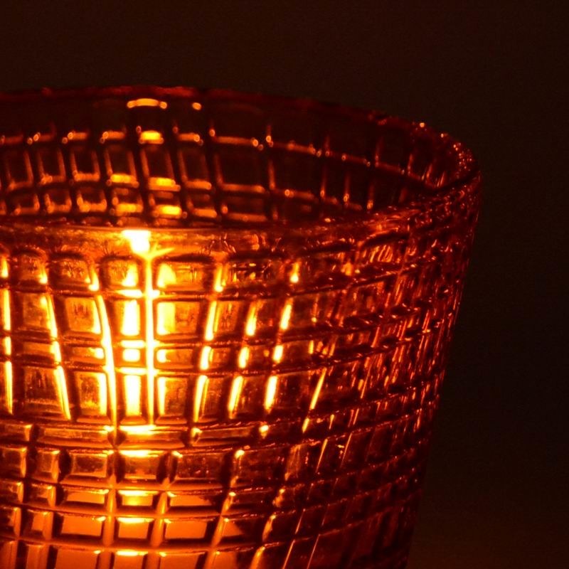 Kalite Embossed Linen Pattern Solid Amber Glass Tea Light Holders Fabrika