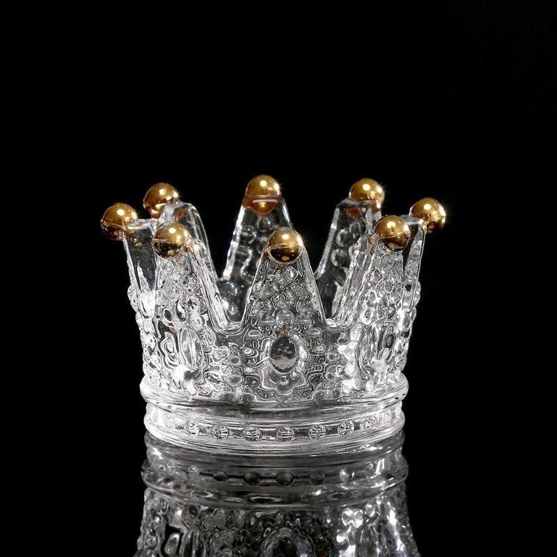 Kalite Classic Crown Clear Glass Candle Holders Fabrika
