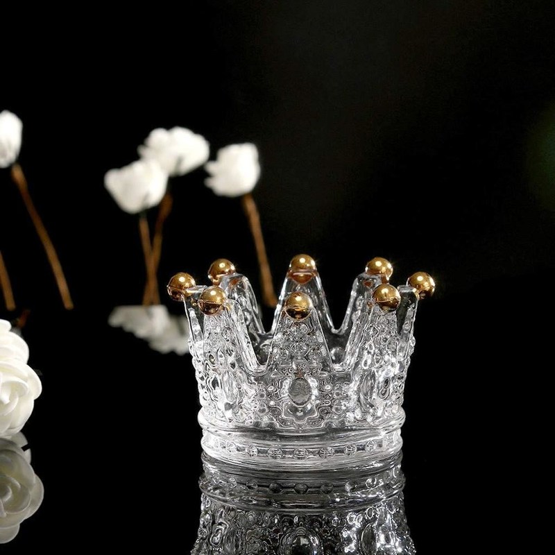 Kalite Classic Crown Clear Glass Candle Holders Fabrika
