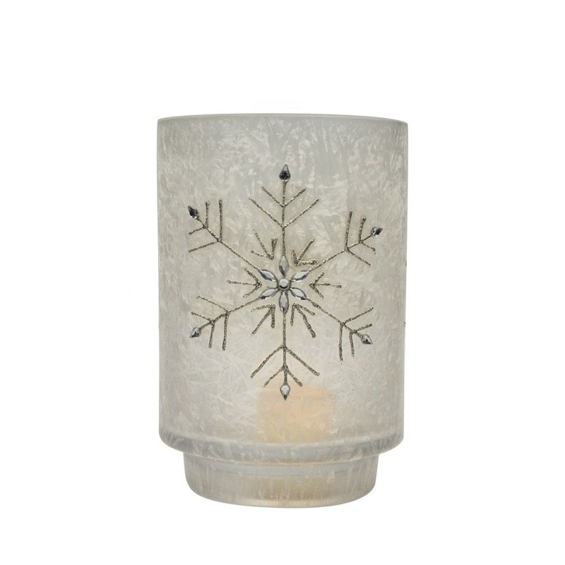 Kalite Snow Flake Glass Candle Holders Fabrika