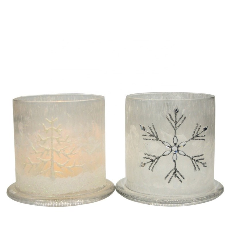 Kalite Frost Glass Candle Holders , Glass Cylinder Candle Holders For Holiday Decoration Fabrika