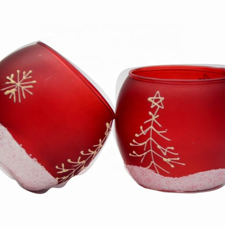 Kalite Handpainted Christmas Snowflake Glass Cylinder Candle Holders Fabrika