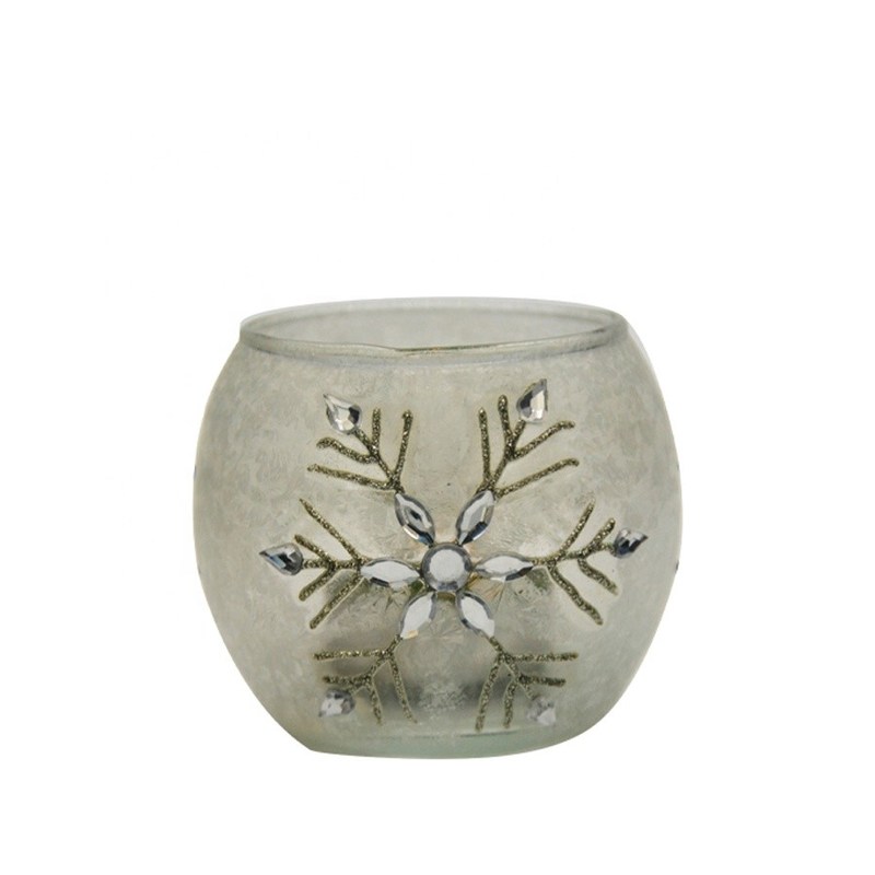 Kalite Handpainted Christmas Snowflake Glass Cylinder Candle Holders Fabrika
