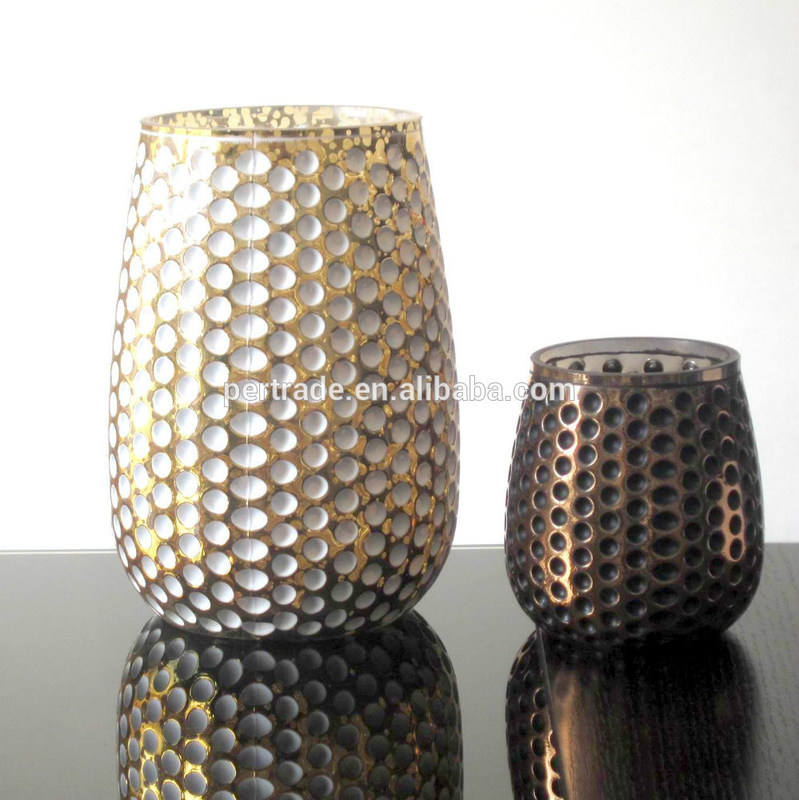 Kalite 3 Size Silver Color Egg Shape Glass Candle Holders Fabrika