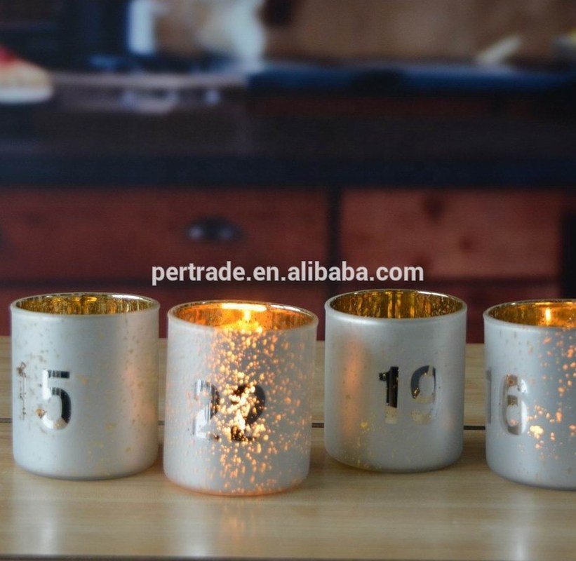 Kalite Electroplated Matte Glass Candle Holders With Morden Pattern Fabrika