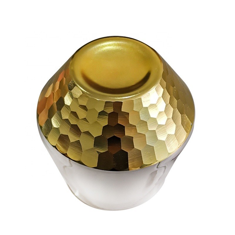 Kalite 400ml Hand Cut Gold Honeycomb Crystal Wine Glasses Fabrika