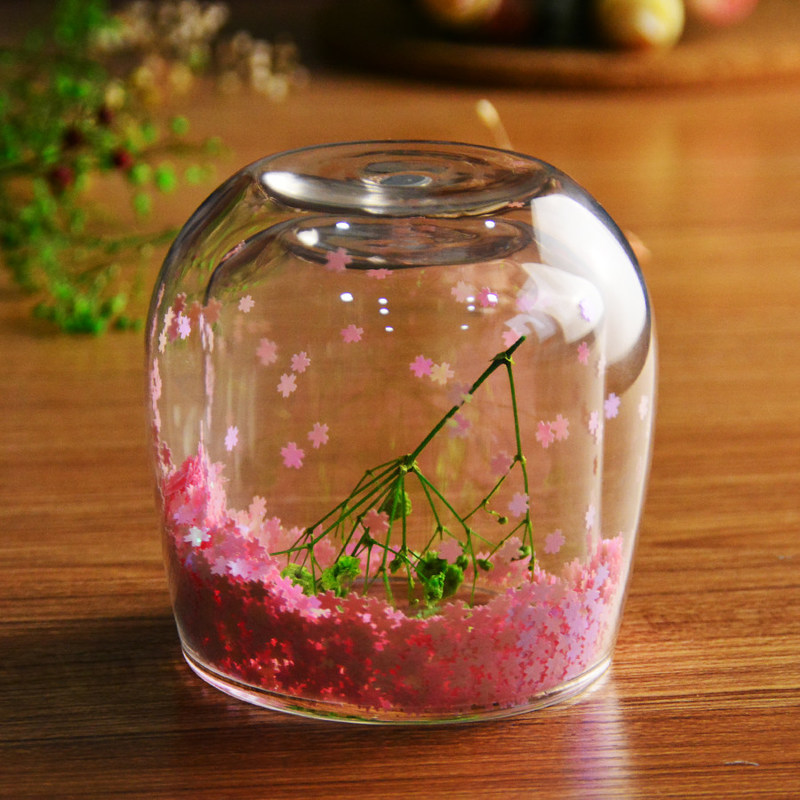 Kalite Customized Double Wall Glass Coffee Cup Decorative Glitter Tumbler Drinking Glasses Fabrika