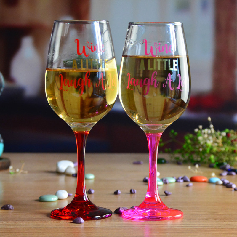 Kalite 340ml Crystal Wine Glass With Funny Fonts Decal Decoration Fabrika