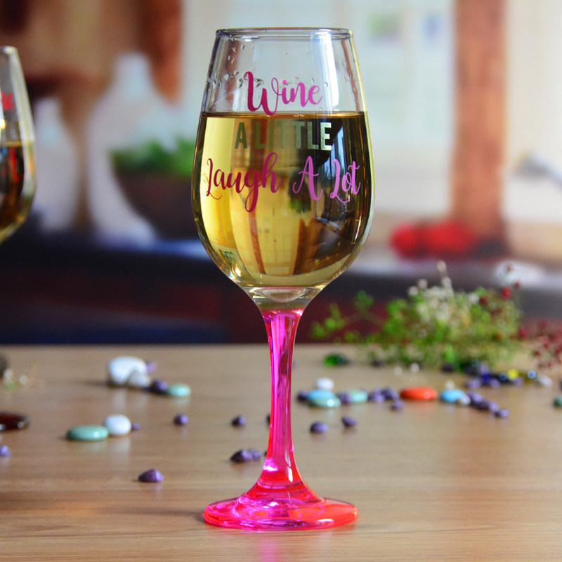 Kalite 340ml Crystal Wine Glass With Funny Fonts Decal Decoration Fabrika