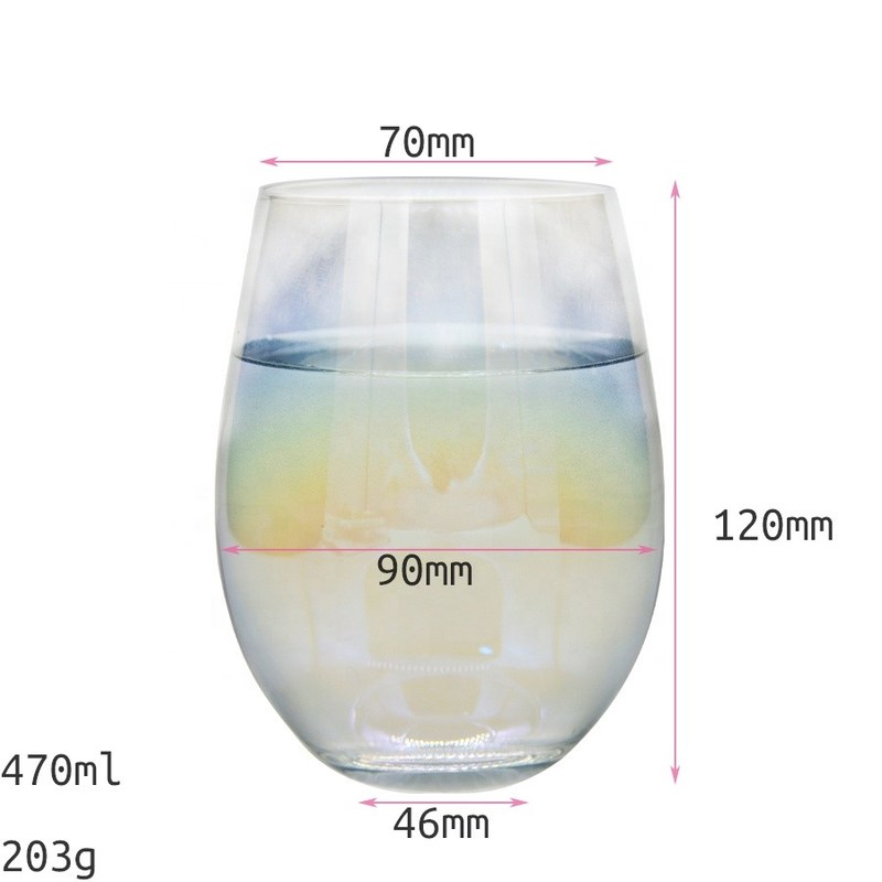 Kalite Ion Plated Rainbowl 16 Oz Stemless Wine Glass , Antique Crystal Wine Glasses Fabrika