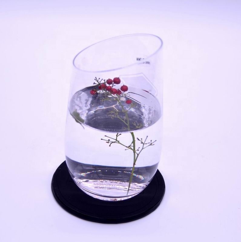 Kalite Bevel Oblique Edge Stemless Crystal Wine Glass With Angle Top Fabrika