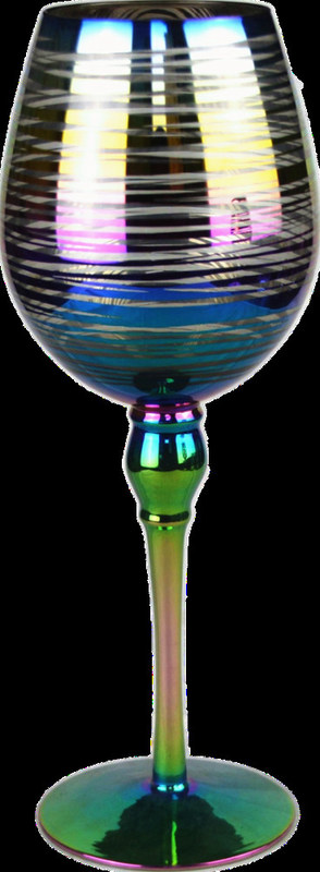 Kalite Laser Circles Pattern Iridescent Crystal Wine Glass With Pearl Stem Fabrika