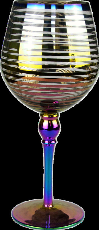 Kalite Laser Circles Pattern Iridescent Crystal Wine Glass With Pearl Stem Fabrika
