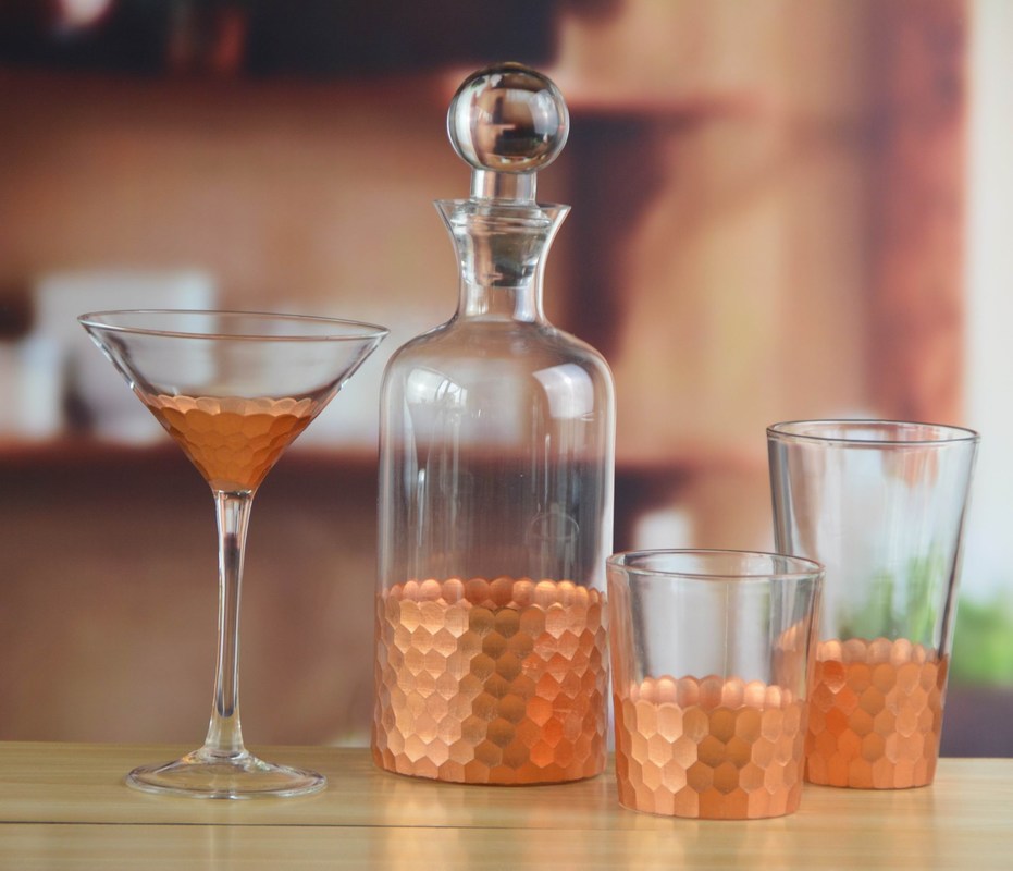 Kalite 450ml Gold Cutted Honeycomb Stemless Crystal Wine Glass Fabrika