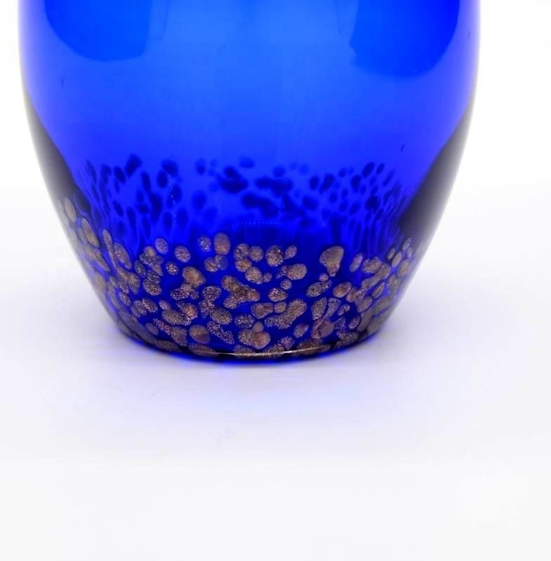 Kalite Handblowned Blue Rock Golden Dots Crystal Wine Glass Fabrika