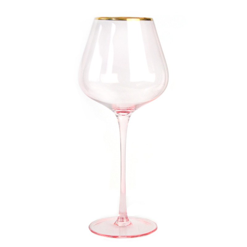 Kalite Gold Rim Pink Crystal Wine Glass For Holiday Party Fabrika