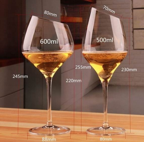 Kalite Customized Slanted Top Edge 450ml Fine Crystal Glasses Fabrika