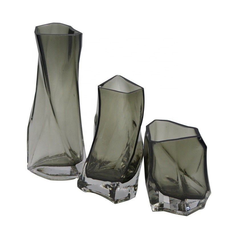 Kalite 3 Size Warped Grey Color Tall Centerpiece Vases Fabrika