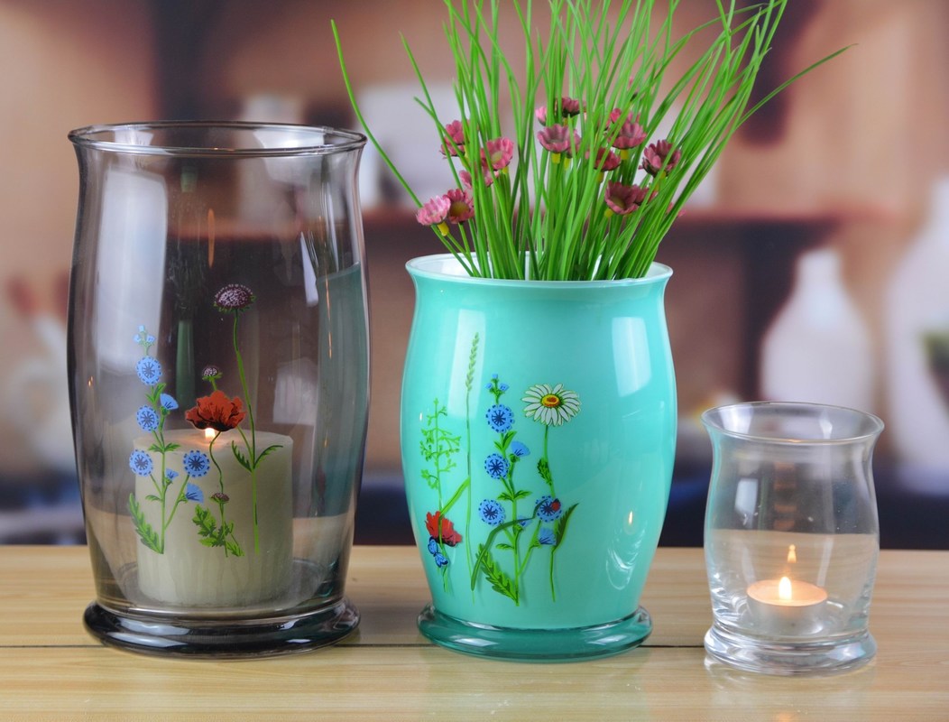 Kalite Classic Antique Colored Glass 12 Inch Glass Vase Fabrika