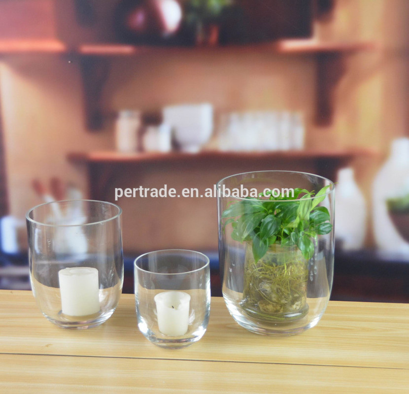 Kalite Customize Color U Shape Hand Cutting Decorative Glass Vase Fabrika