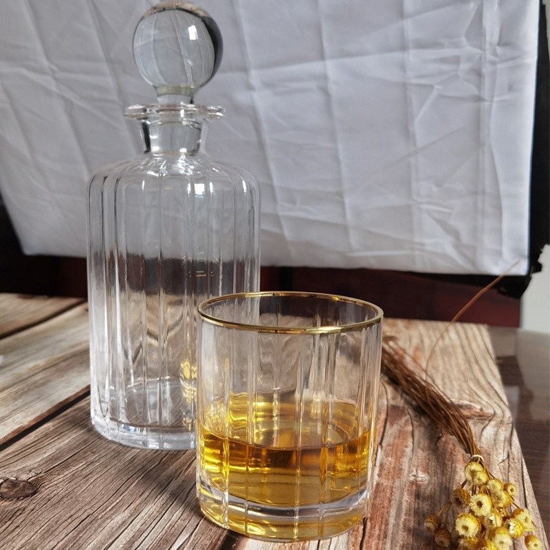 Kalite Customized Gold Rim Whole Set Handmade Whiskey Glass Fabrika