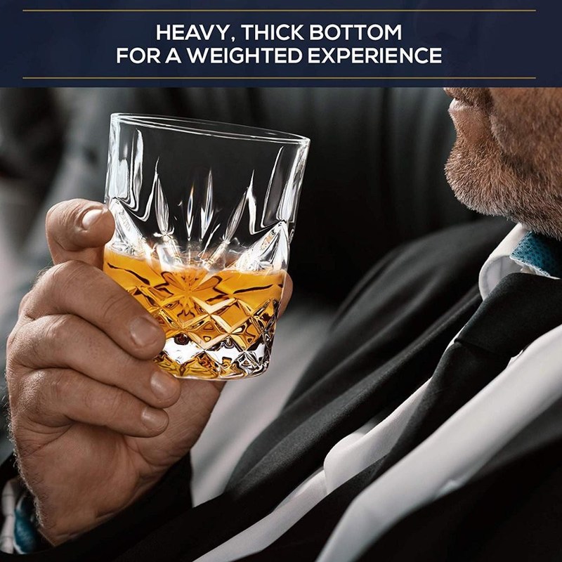 Kalite Old Fashioned Lead Free Embossed 10 Oz Whiskey Glasses , Whiskey Tasting Glasses Fabrika