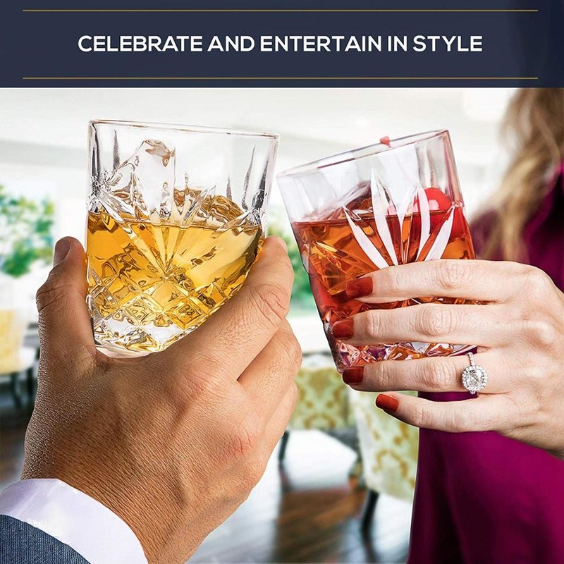 Kalite Old Fashioned Lead Free Embossed 10 Oz Whiskey Glasses , Whiskey Tasting Glasses Fabrika