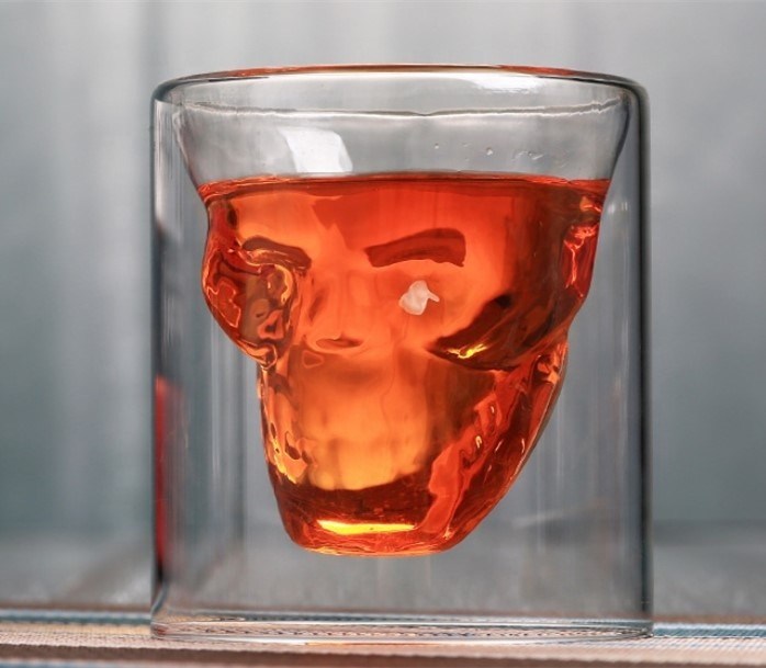 Kalite Skull Shaped Double Wall 2.5oz Old Fashioned Whiskey Tumbler Fabrika