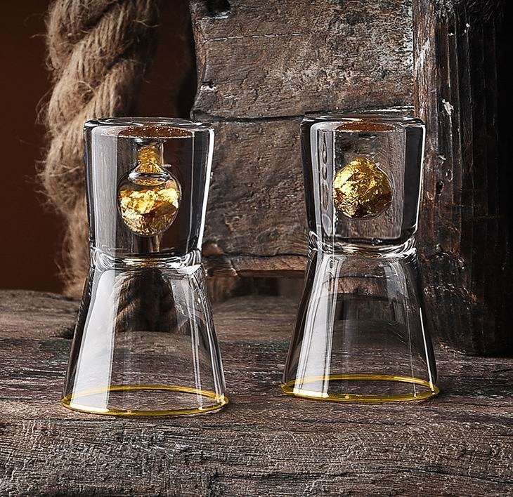Kalite Gold Foil Bottom Shot Glass Set Fabrika