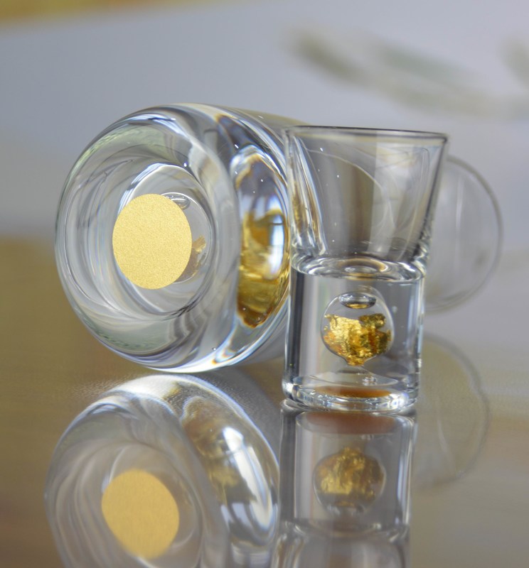 Kalite Gold Foil Bottom Shot Glass Set Fabrika