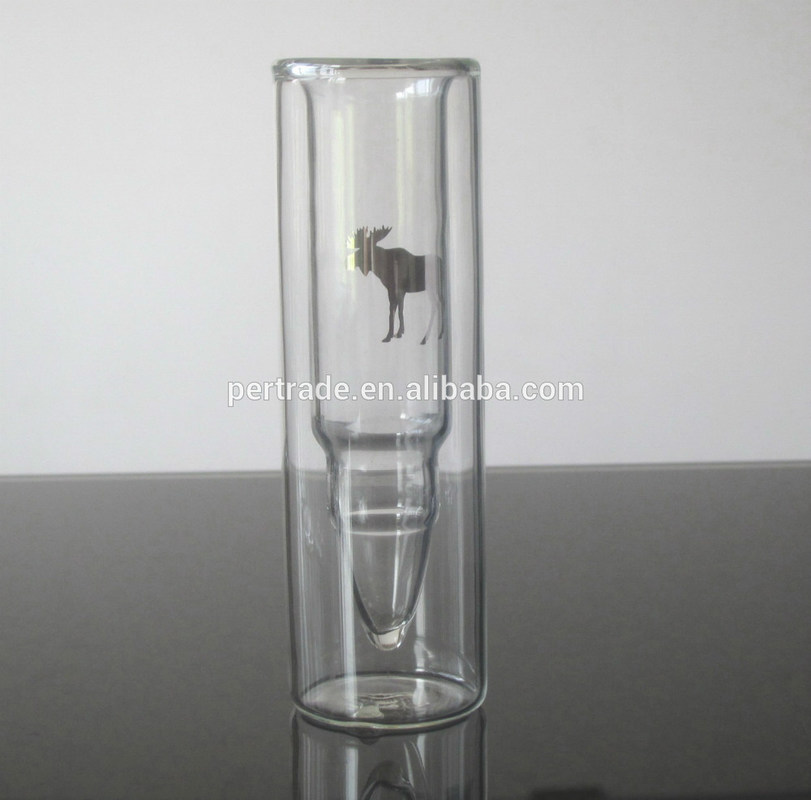 Kalite Bullet Shaped Double Wall 45ml Unique Shot Glasses Fabrika