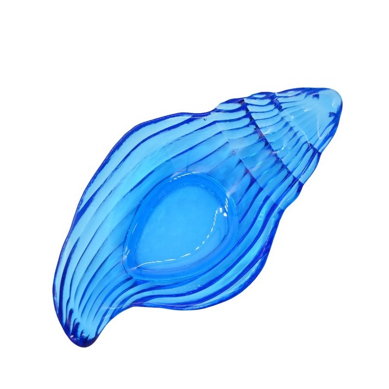 Kalite Ocean Series Sea Shell Blue Glass Charger Plate For Dessert Fabrika