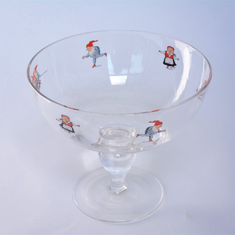 Kalite Large Diameter Crystal Glass Fruit Bowl , Crystal Salad Serving Bowl With Stand Fabrika