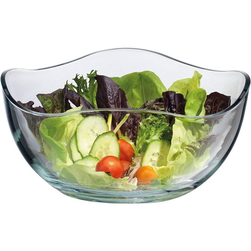 Kalite Transparent Durable Wave Rim Glass Charger Plates , Fruit Salad Glass Bowl Fabrika