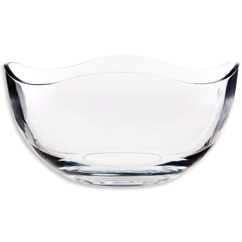 Kalite Transparent Durable Wave Rim Glass Charger Plates , Fruit Salad Glass Bowl Fabrika