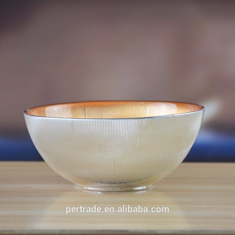 Kalite Silver Gold Decorated Glass Charger Plates For Salad Bowl Fabrika