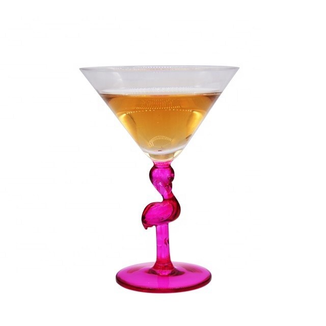 Kalite Pink Color  Flamingo Shaped Stem Cocktail Crystal Glasses Fabrika