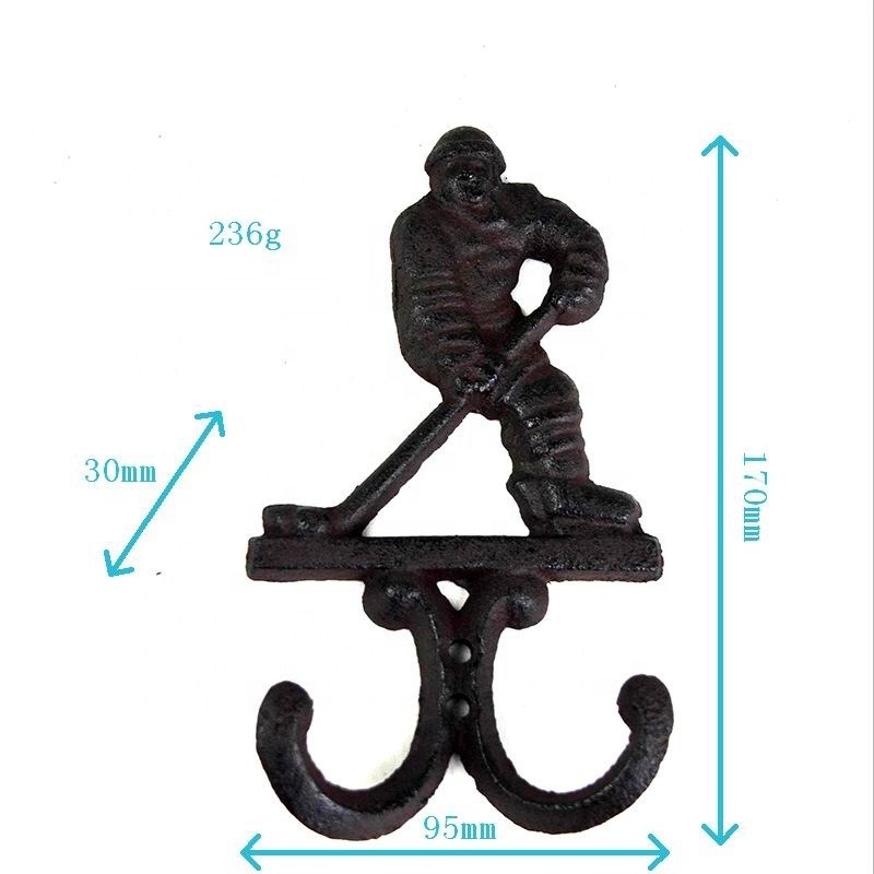 Kalite Ice Hockey Rustic Cast Iron Coat Hooks Cast Iron Crafts Fabrika