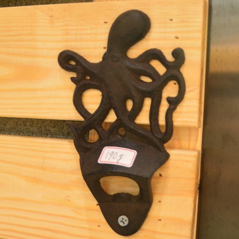 Kalite Rustic Wall Mounted Octopus Antique Cast Iron Bottle Opener Fabrika