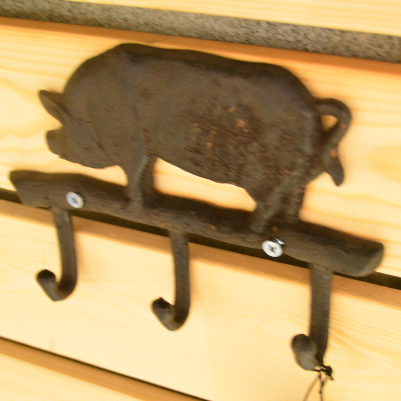 Kalite Pig Shape Vintage Decorative Iron Wall Hooks For Home Fabrika