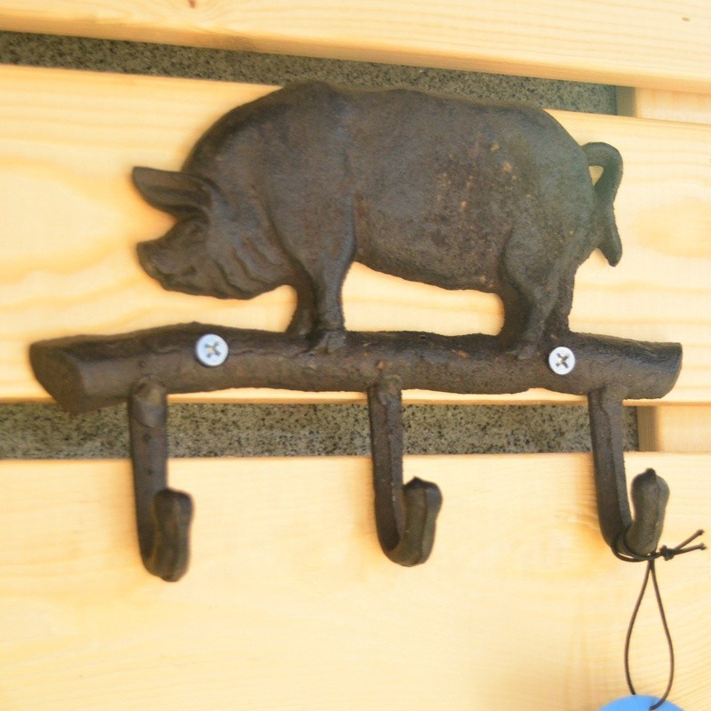 Kalite Pig Shape Vintage Decorative Iron Wall Hooks For Home Fabrika