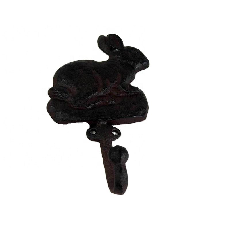 Kalite Antique Cute Rabbit Cast Iron Hat Hooks Cast Iron Crafts Fabrika